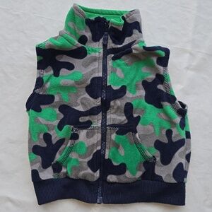 Carters Kids Navy/Gray/Green Fleece Zip Up Vest 24 Months